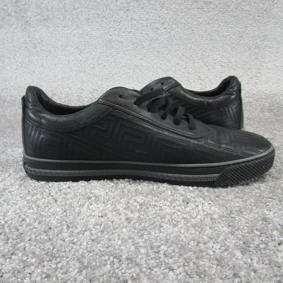 Ginanni Versace Sneakers Mens Size 41.5 Eu 8.5 Us Black Leather Geometric Patter - Picture 4 of 8